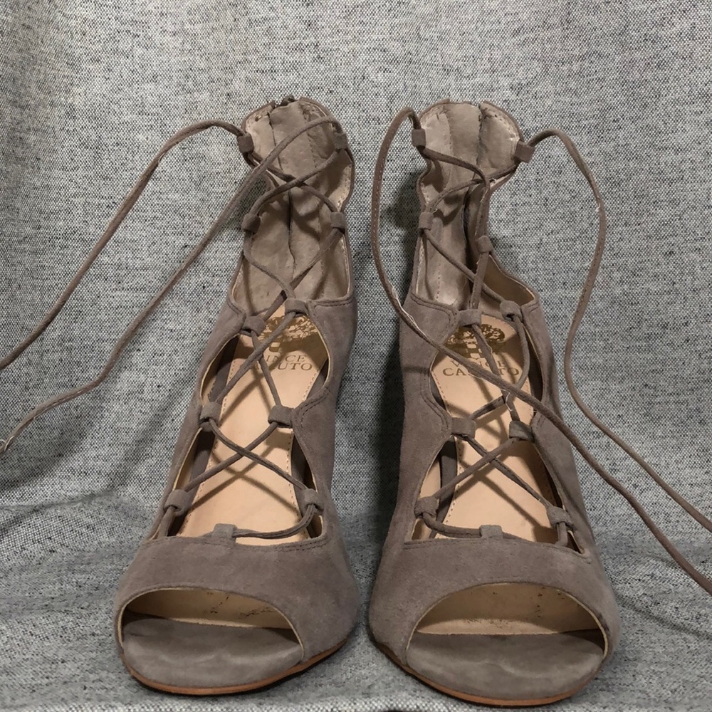 Tan laced heels